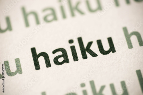 word haiku printed on paper macro