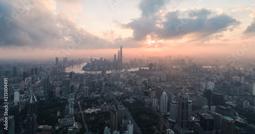 Aerial View of Shanghai city in the morning