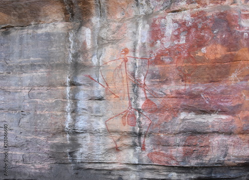 Ubirr, Australia - Jun 15, 2018. Aboriginal Art on the rock. Ubirr East Alligator region of Kakadu National Park in the Northern Territory Australia known for Aboriginal rock art.