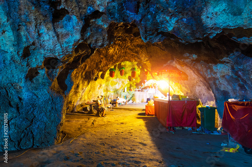 Interior of the Goa Giri Putri Hindu temple on the island of Nusa Penida, Indonesia