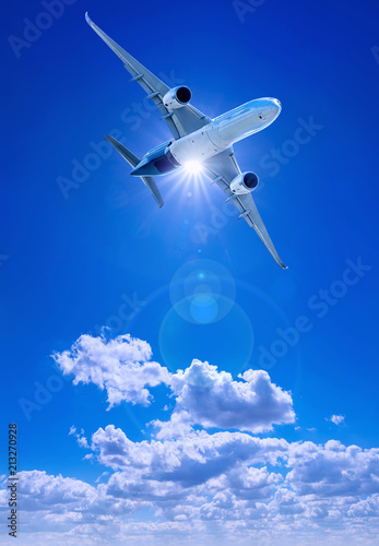 airplane against a blue sky