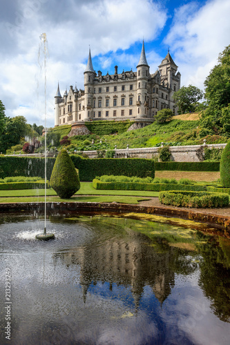 Dunrobin castle reflection, Scotland, UK