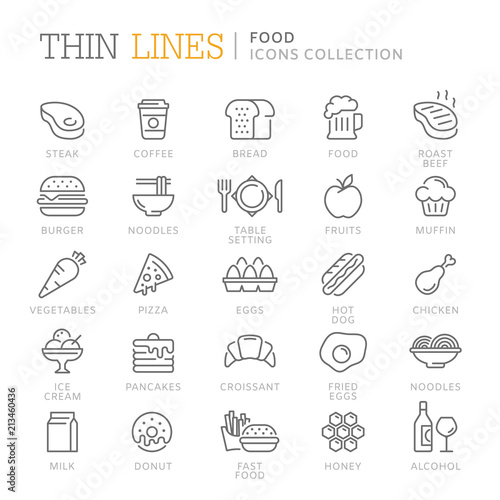 Collection of food related icons