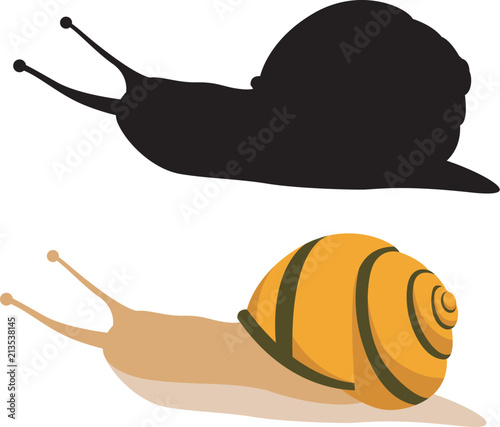 snail vector illustration flat style black silhouette 