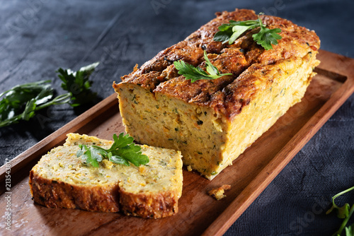 Vegetarian courgette pate on natural background