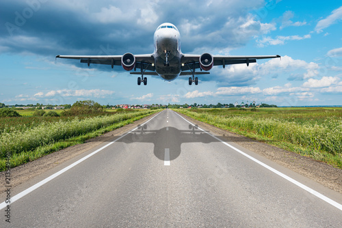 Landing of the passenger plane.