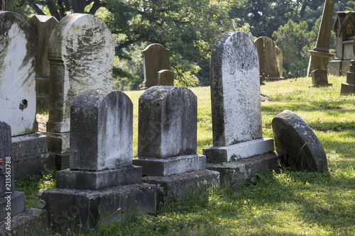 old grave stones wide view