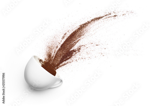 Coffee powder spilled out from cup