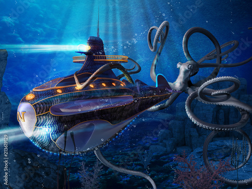 Captain Nemo Nautilus Submarine Attack
