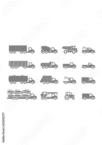Trucks in Gray. isolated on white background