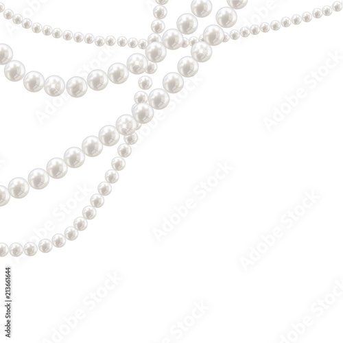 Vector pearl necklace on light background