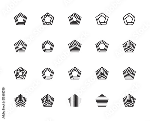 Geometric Shape, Pentagon, Five, Logo, Design Concept, Creative Symbol, High Quality, Icon, Vector and Illustration