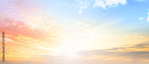 Background of colorful sky concept: Dramatic sunset with twilight color sky and clouds