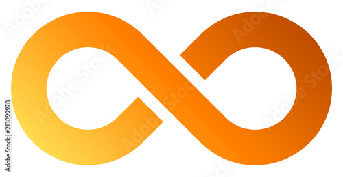 infinity symbol orange - gradient with discontinuation - isolated - vector
