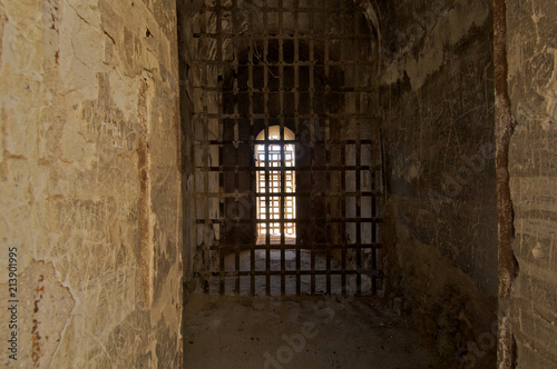 Jail Cell from bygone era, Yuma Territorial Prison used from 1876 to 1909, Yuma, Arizona 