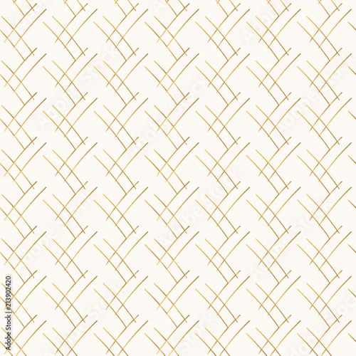 Vintage vector pattern with gold cross lines. Foil pencil texture. 