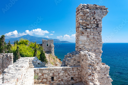 Ancient ruins overlooking the sea in Samos Town