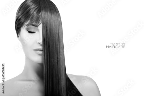 Beautiful woman with healthy long hair. Straightening Treatment