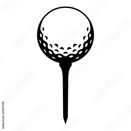 Golfball auf Tee / schwarz-weiß / Vektor / Icon