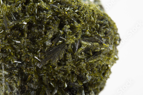 Epidote mineral isolated on the white background