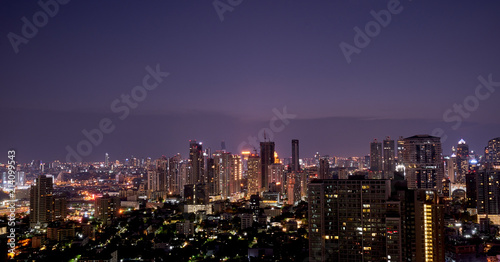 scenic of night view of cityscape building and skyline