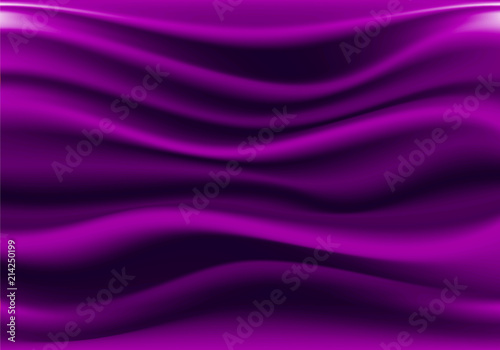 Abstract deep violet fabric satin wave luxury background vector illustration.