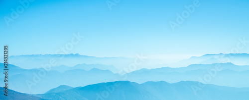 Landscape of mountains range with morning frog