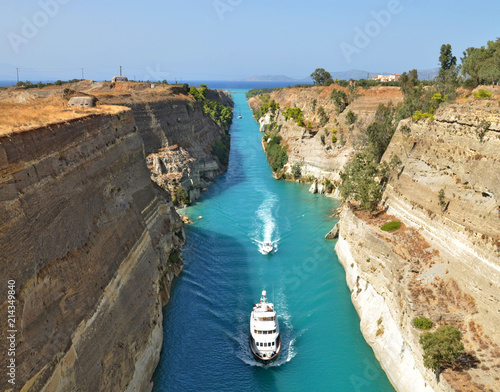 Boats on the Corinth Canal in Greece