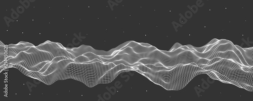 Vector illustration, polygonal mesh. Abstract flow waves.