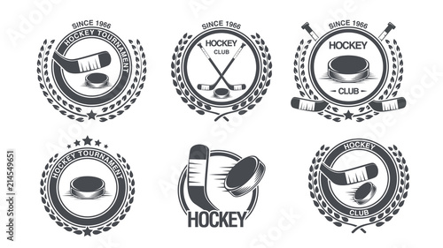 Set hockey icon. Old style logo. Vector eps 10