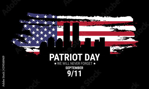 Vector patriot day illustration. We will newer forget 9\11/ Vector patriotic illustration with american flag