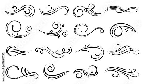 Set of ornamental filigree flourishes and thin dividers