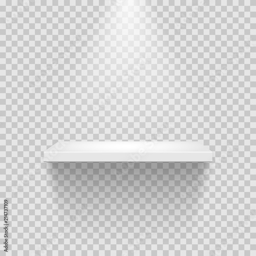 Vector empty white shelf isolated on transparent background.