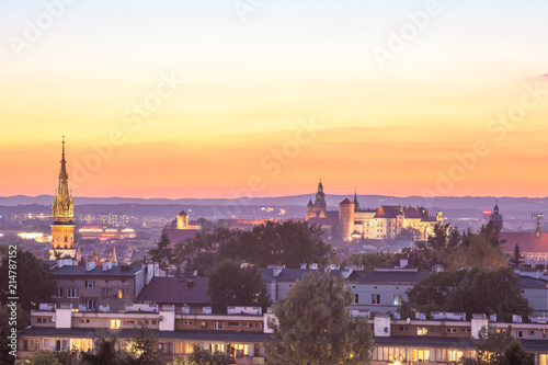 Aerial Krakow from Kopiec Kraka (Krakus Mound