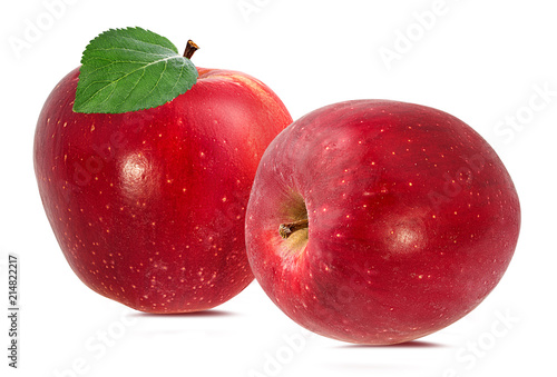 Fresh red apple isolated on white background with clipping path