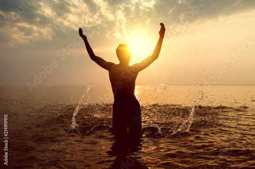 Happy Man in the Water