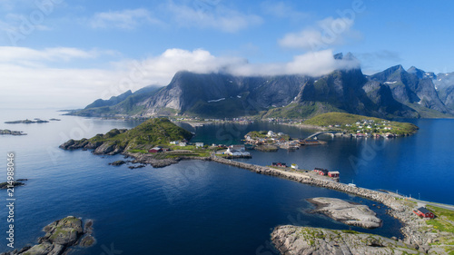 Aerial view on the lofoten. Beautiful summer landscape in the Norway