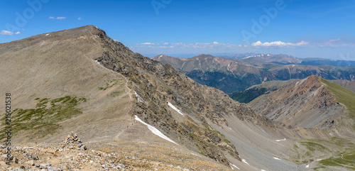 Torreys Peak - A summer panoramic view of steep south slopes of Torreys Peak (14,267 ft), seen from summit of Grays Peak (14,270 ft), Colorado, USA.