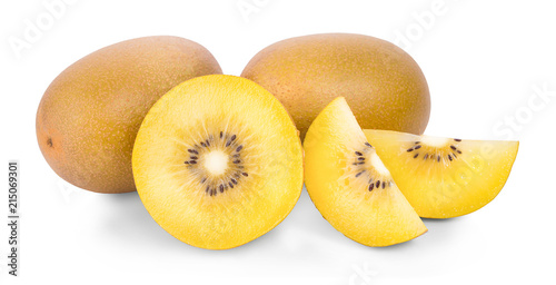 yellow kiwi fruit on white