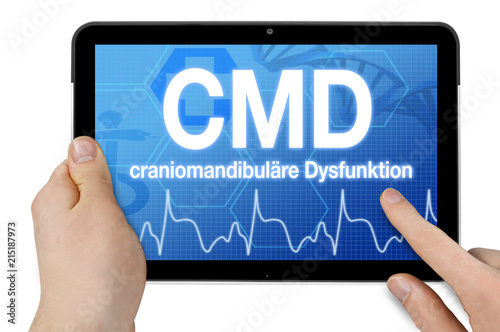 Tablet mit Diagnose craniomandibuläre Dysfunktion CMD