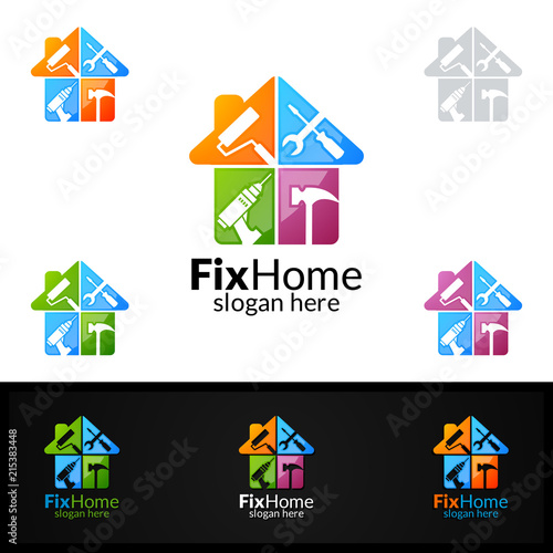 Real estate Logo, Fix Home Vector Logo Design suitable for architecture, handyman,bricolage,Diy