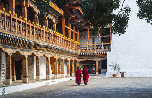 Monks at Punakha Dzong, Bhutan