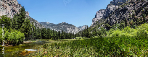 Panoramic view of Zumwalt Meadow in Kings Canyon National Park California