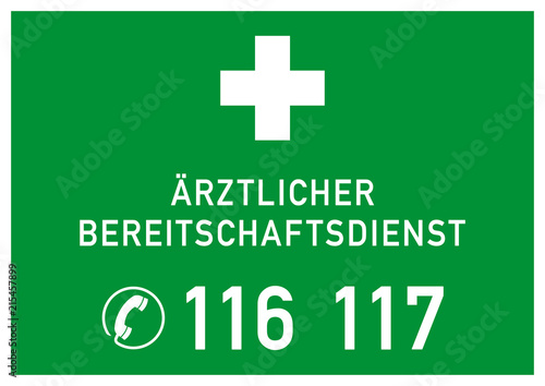 nrs33 NewRescueSign nrs - ks374 Kombi-Schild - Ärztlicher Bereitschaftsdienst - Telefon: 116 117 - Bereitschaftspraxis - Erste Hilfe - Rettungszeichen grün - DIN A1 A2 A3 A4 Poster - g6364