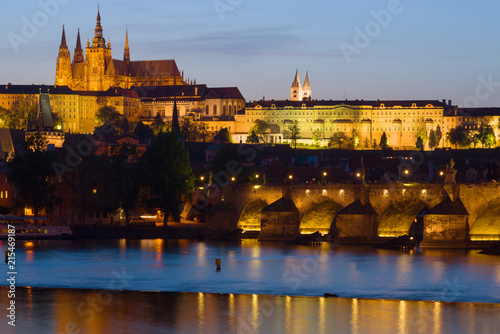 April twilight over the Prague Castle. Prague, Czech Republic