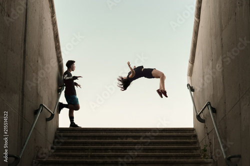 Backflip Girl Boy Parkour