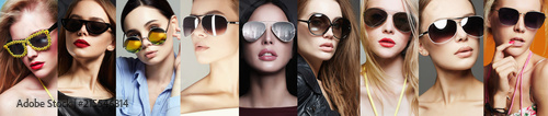 Beauty Fashion collage. Women in Sunglasses
