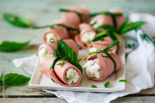 mortadella and ricotta rolls for a breakfast