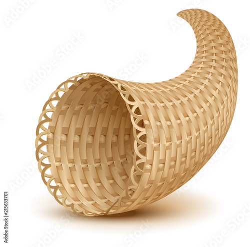 Horn of plenty symbol thanksgiving day. An empty cornucopia