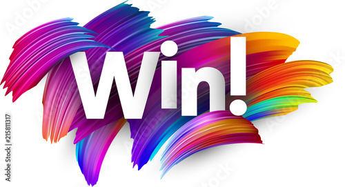 Win paper poster with colorful brush strokes.